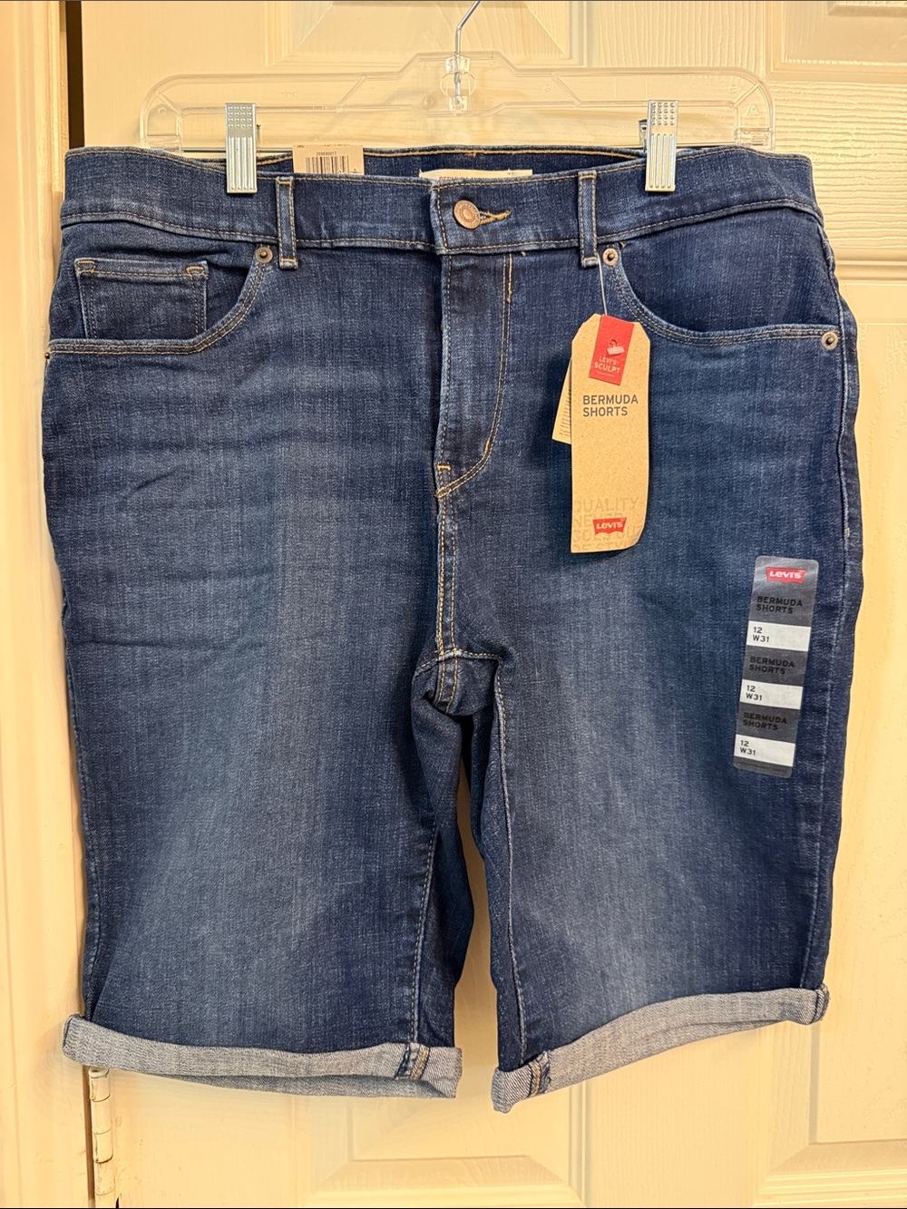 Levi's Dark Blue Denim Bermuda Shorts - Rolled Hem